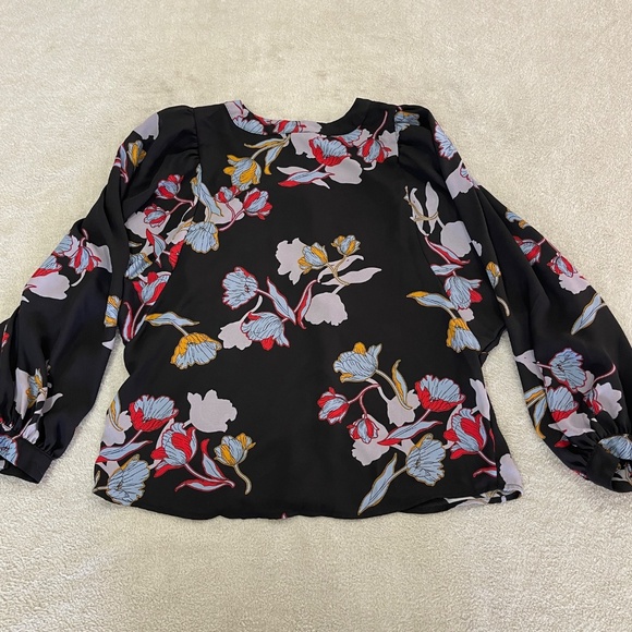 Black Floral Sheer Blouse Size Small - Picture 7 of 12